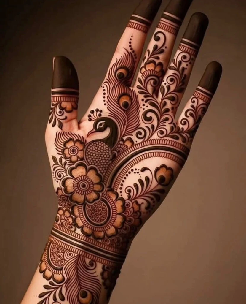 Stylish Peacock Mehndi Design